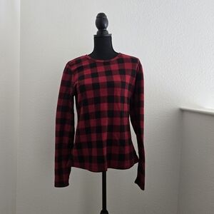 Cuddl Duds Red and Black Plaid Long Sleeve Top